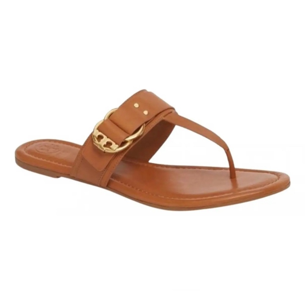 Tory Burch Tan Leather Marsden Flat Thong Sandal Size 10